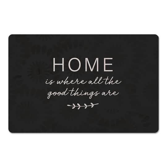 Black Home Is Where the Good Things Are Floor Mat, 18" x 27"